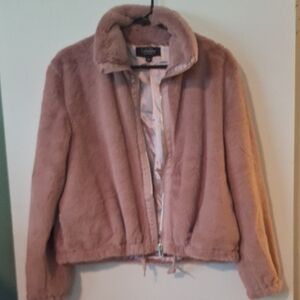 CoffeeShop Pink Teddy Jacket Open Front Cropped